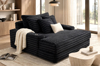 1400 Medium Chaise Black