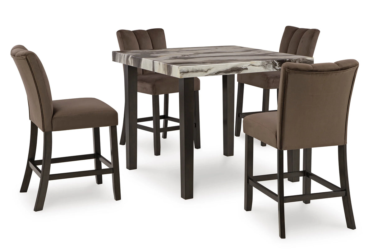 Ashley D581-13 5-Piece Dining Set Mocha and Beige