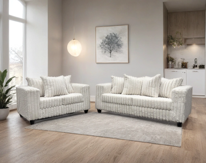 510 Stationary Sofa and Loveseat Set Cream