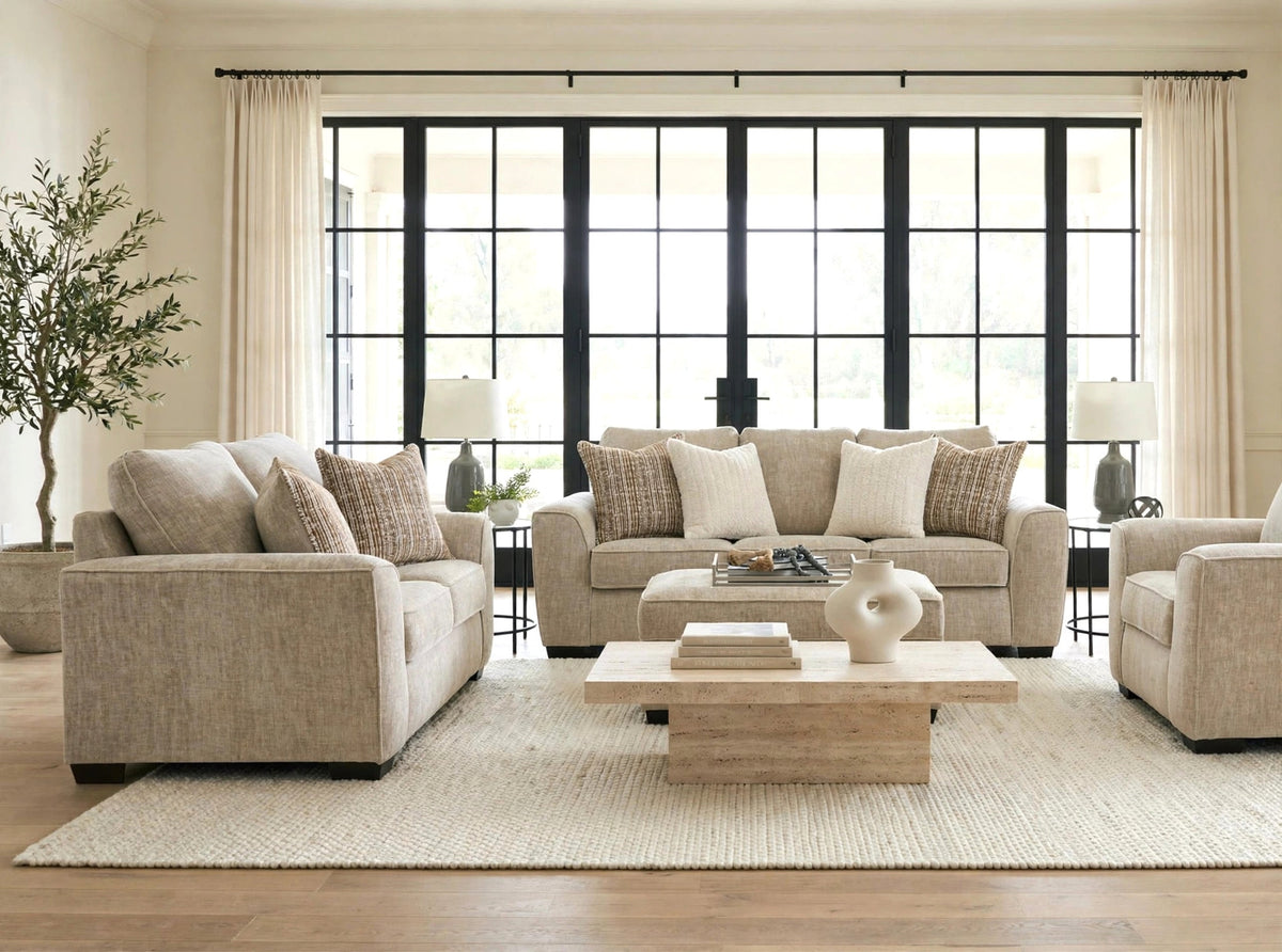 125 Stationary Sofa and Loveseat Set Ritz Taupe