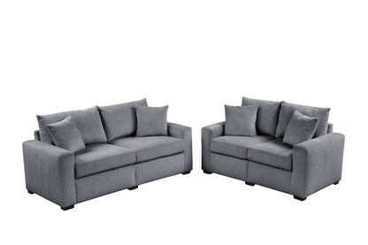 HH1124 Stationary Sofa and Loveseat Set Gray