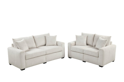 HH1125 Stationary Sofa and Loveseat Set Beige