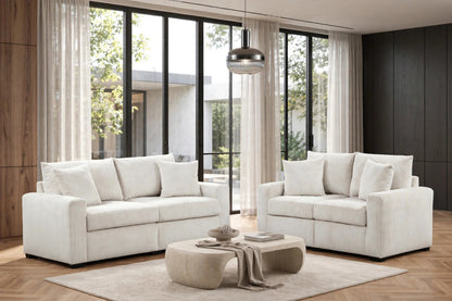 HH1125 Stationary Sofa and Loveseat Set Beige