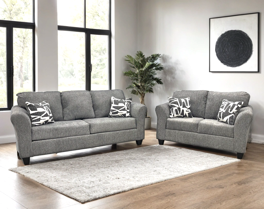 210 Stationary Sofa and Loveseat Set Gray