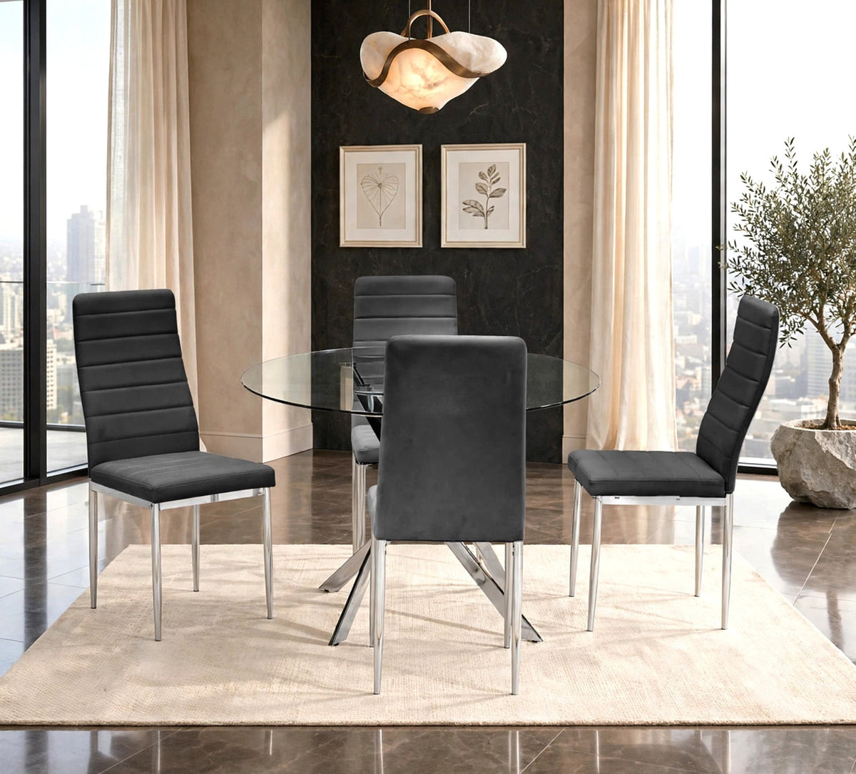 D106 5-Piece Dining Set Black