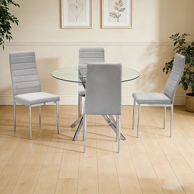 Luna Modern Glass Dining Set (grey)