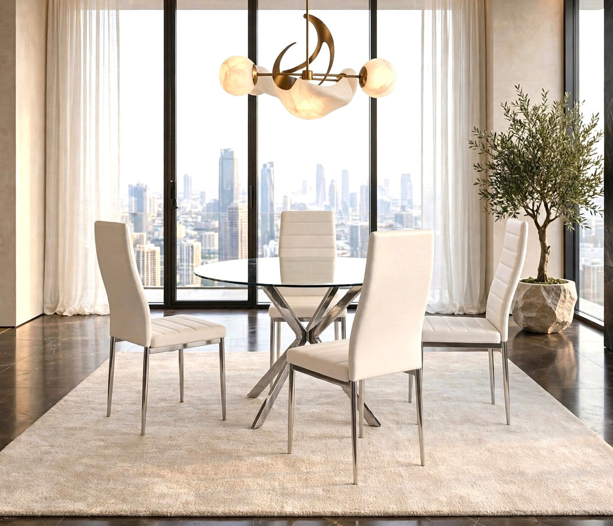 D108 5-Piece Dining Set White