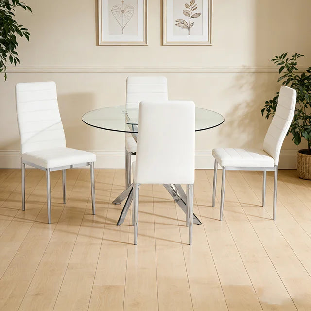 Luna Modern Glass Dining Set (white)