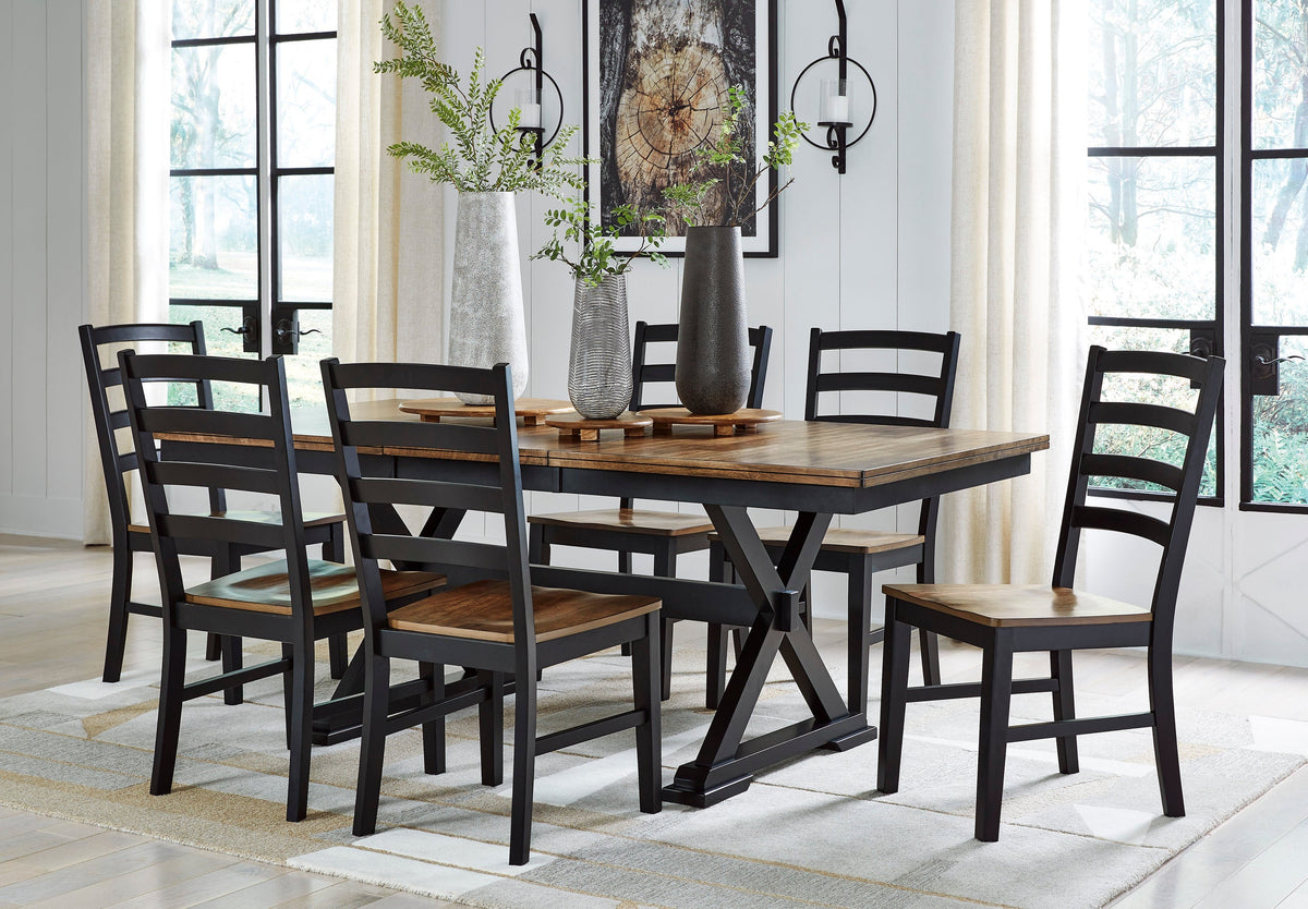 Ashley D634 7-Piece Dining Set Brown and Black
