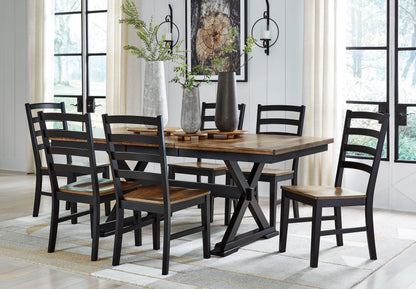Ashley D634 7-Piece Dining Set Brown and Black