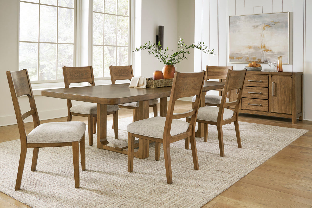 Ashley D974-35 7-Piece Dining Set Light Brown