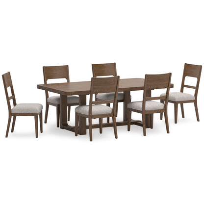 Ashley D974-35 7-Piece Dining Set Light Brown