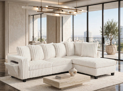 518 Reversible Sectional Sofa with USB Ports Beige