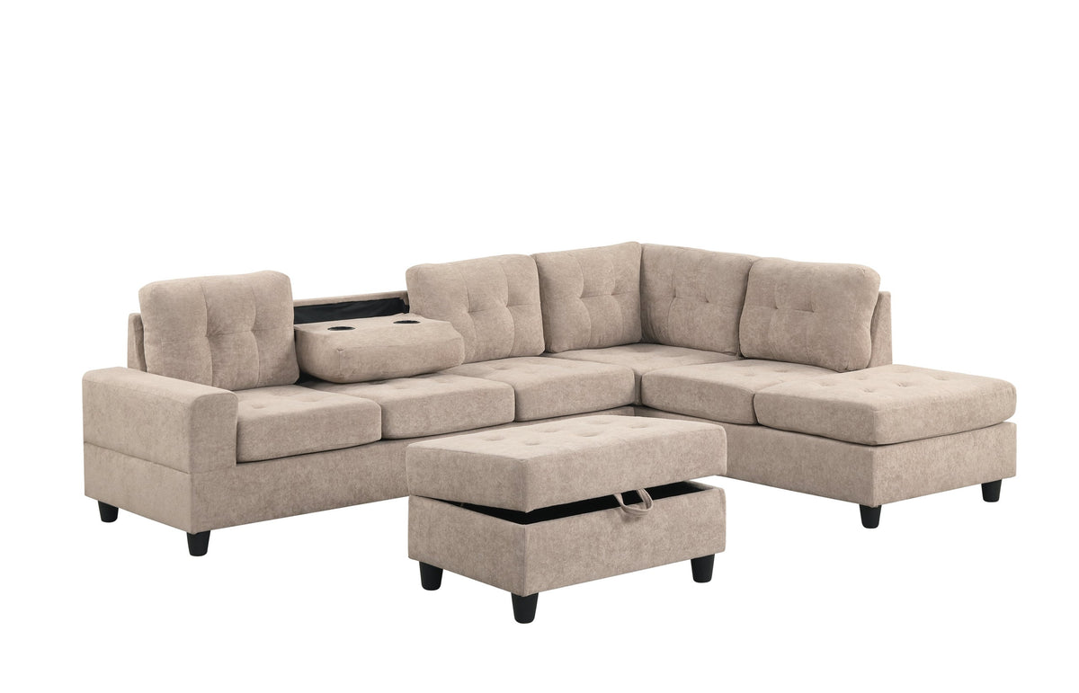 49Heights Reversible Sectional and Storage Ottoman Set