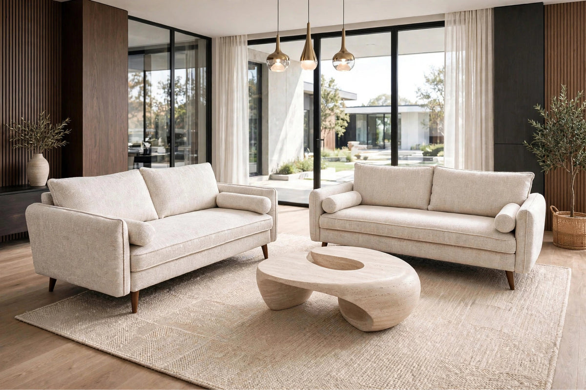 Vanti Sofa and Loveseat Set Beige
