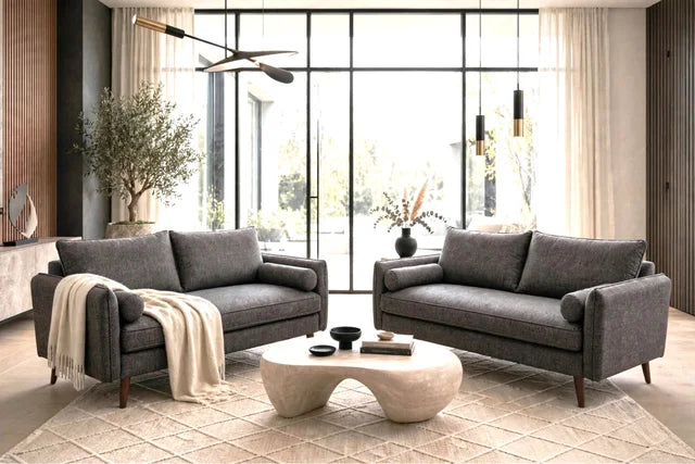 Vanti Sofa and Loveseat Set Dark Grey