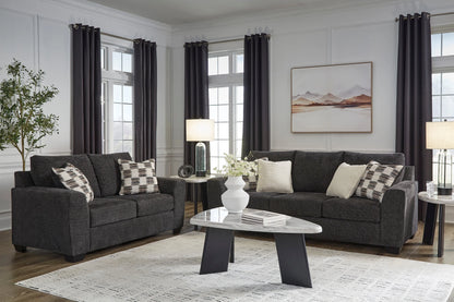 Ashley 631-01 Stationary Sofa and Loveseat Set Ebony