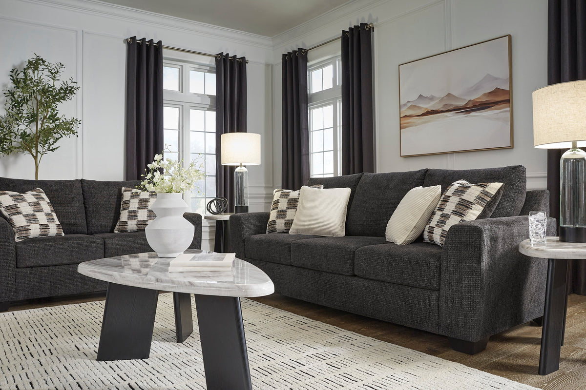 Ashley 631-01 Stationary Sofa and Loveseat Set Ebony