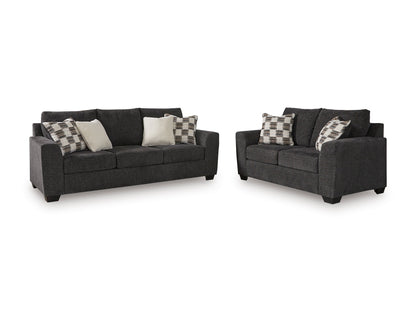 Ashley 631-01 Stationary Sofa and Loveseat Set Ebony