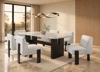 Diva 7-Piece Dining Set White Marble