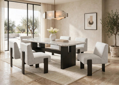 Diva 7-Piece Dining Set White Marble