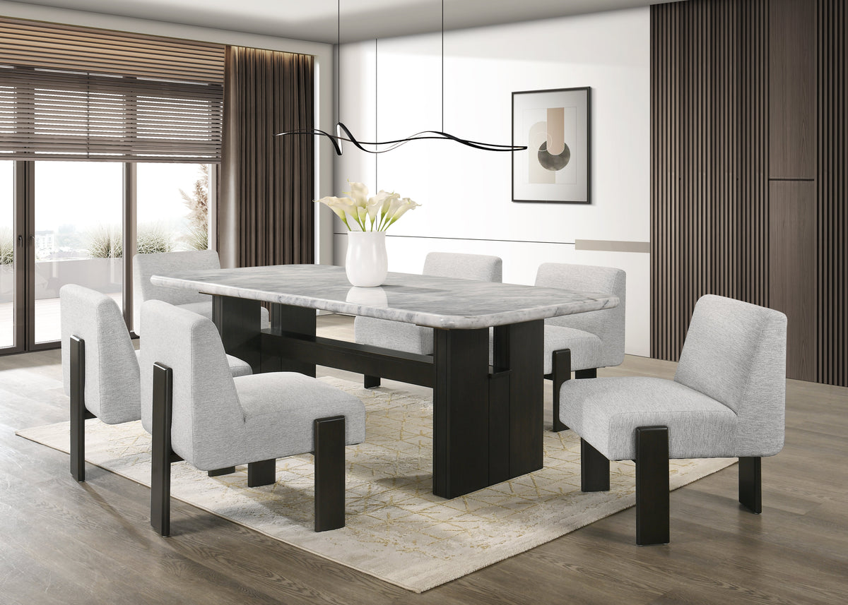 Diva 7-Piece Dining Set White Marble