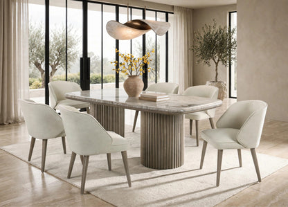SAMARA 7-Piece Dining Set White Marble