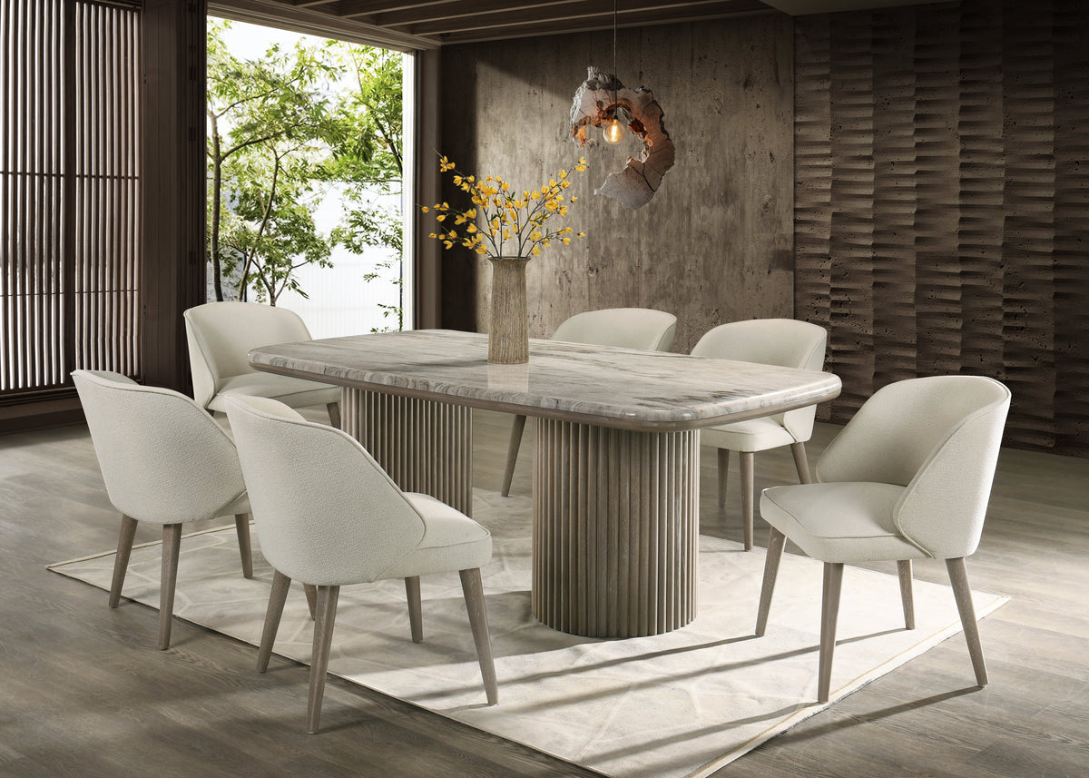 SAMARA 7-Piece Dining Set White Marble