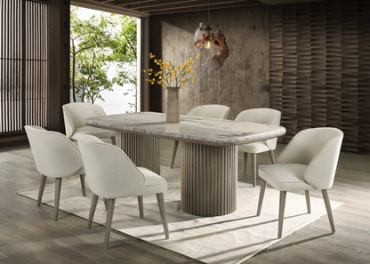 SAMARA 7-Piece Dining Set White Marble