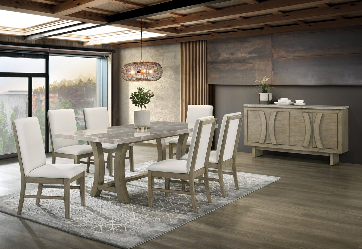 ROCO 7-Piece Genuine Marble Dining Set