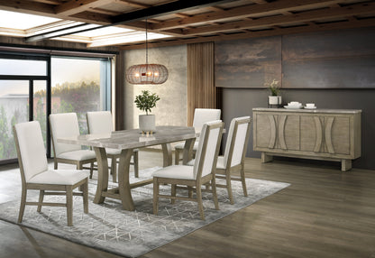 ROCO 7-Piece Genuine Marble Dining Set