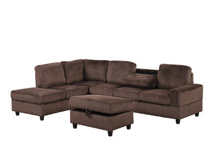 51Heights Reversible Sectional and Ottoman Set Chocolate