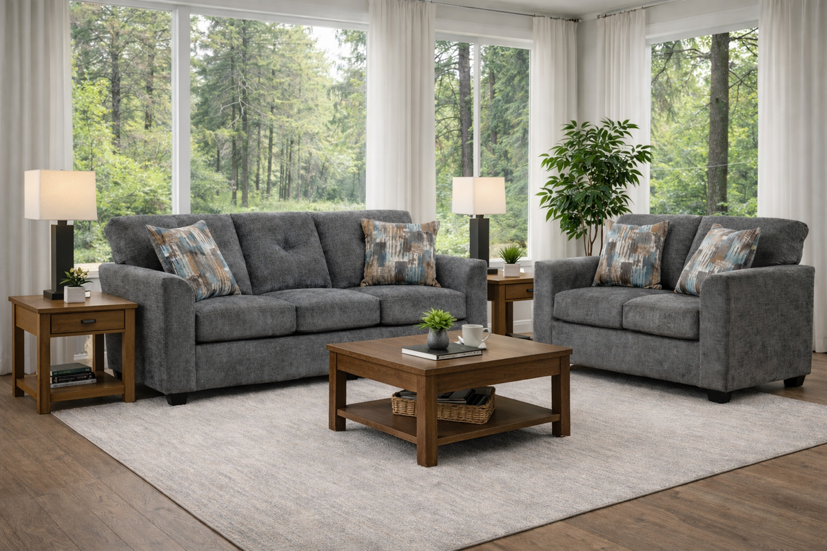 Washington 3000 Sofa and Loveseat Set Gray