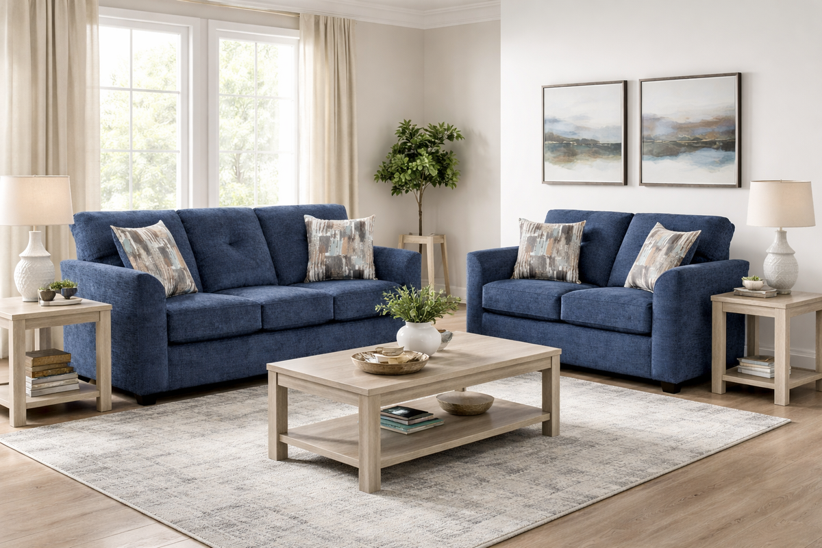 Washington 3000 Sofa and Loveseat Set Navy
