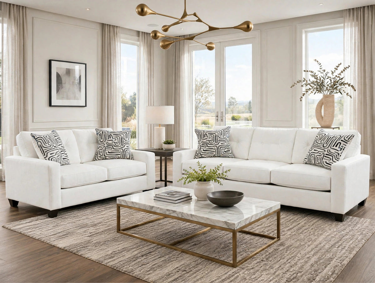710 Sofa and Loveseat Set Cream