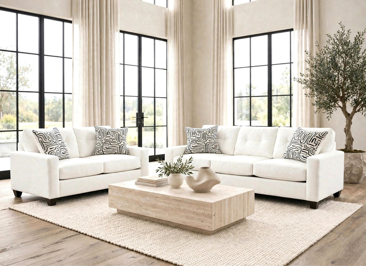 710 Sofa and Loveseat Set Cream