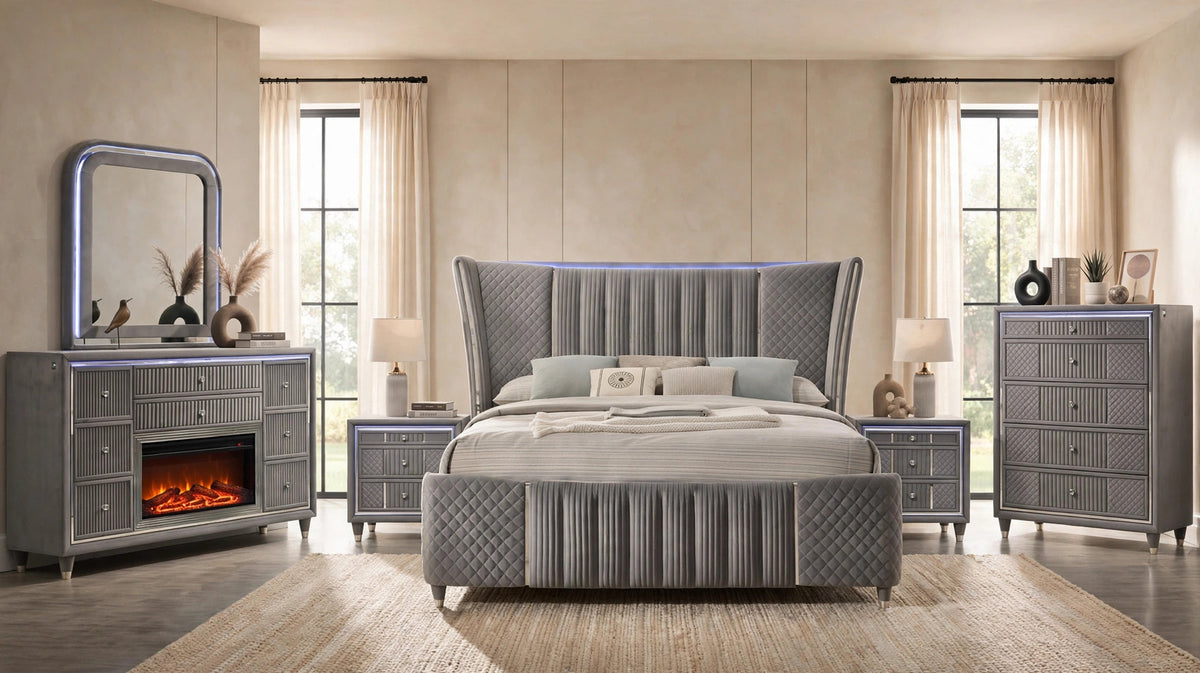 Cleopatra Bedroom Set Grey