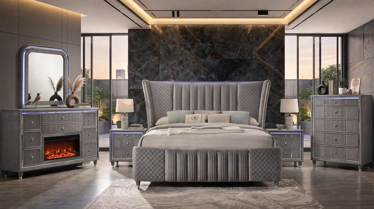 Cleopatra Bedroom Set Grey
