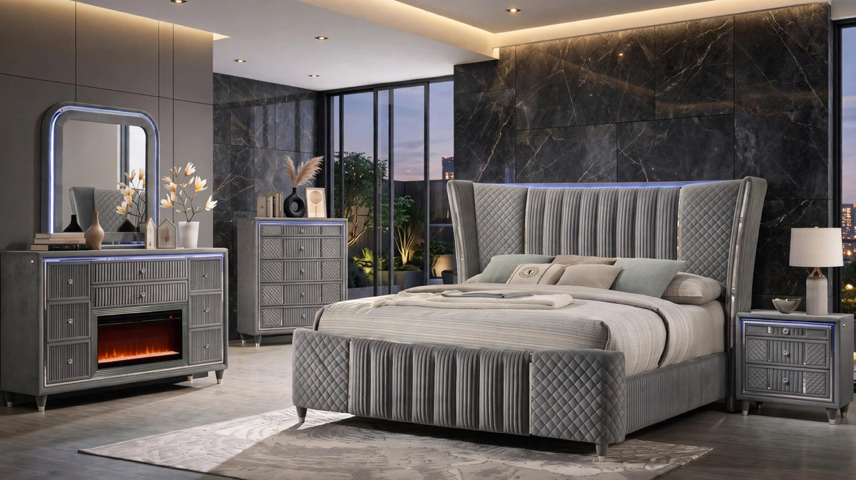 Cleopatra Bedroom Set Grey