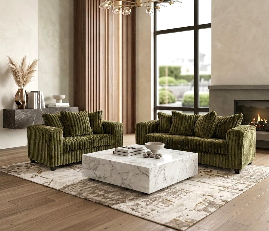 510 Stationary Sofa and Loveseat Set Olive