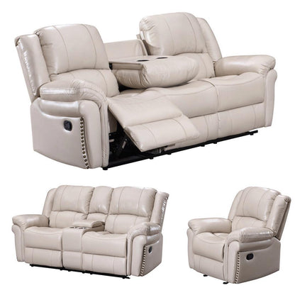 Monrose Reclining Living Room Sofa Loveseat and Chair 3-Piece Set Off-White