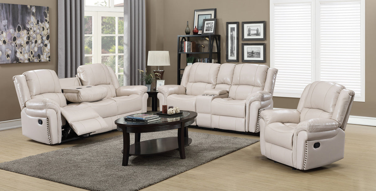 Monrose Reclining Living Room Sofa Loveseat and Chair 3-Piece Set Off-White