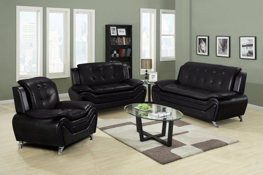 HH777 3-Piece Living Room Set PU Black