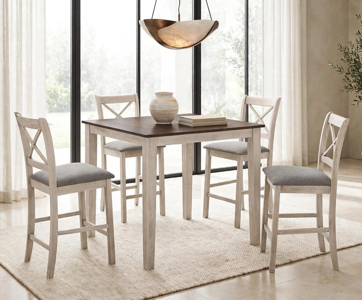 Tahoe 5-Piece Pub Dining Set Antique White