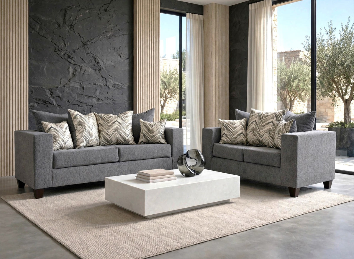 110 Stationary Sofa and Loveseat Set Charcoal
