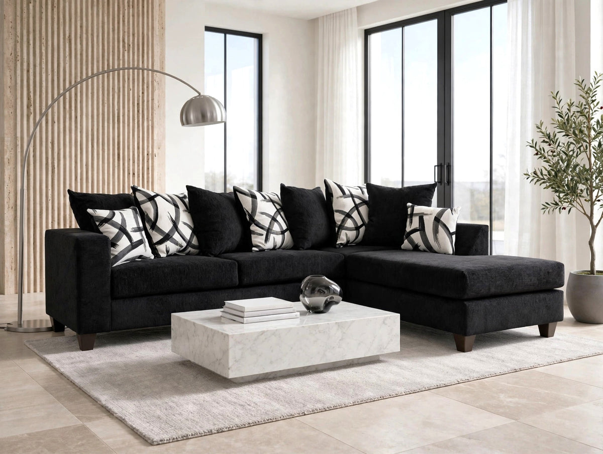 110 2-Piece Stationary Sectional Black