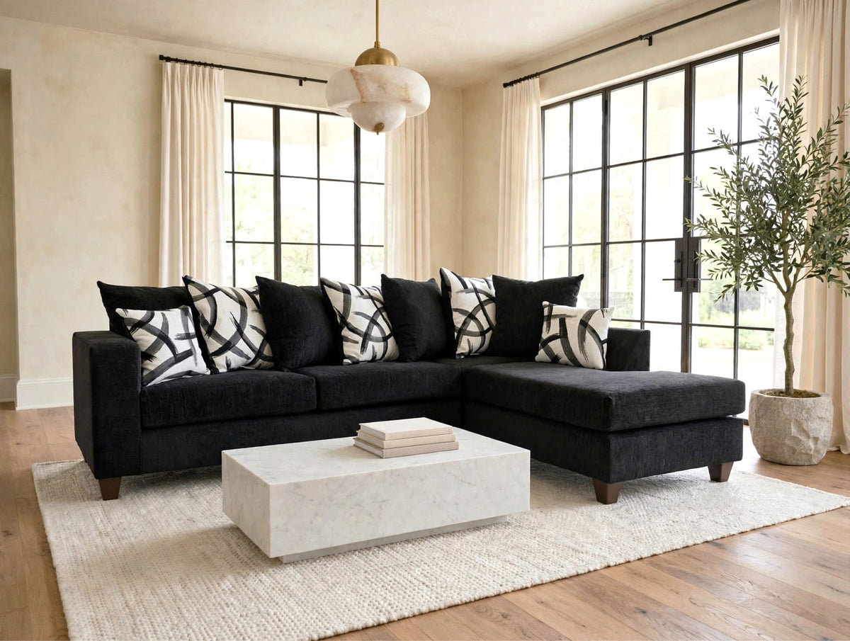 110 2-Piece Stationary Sectional Black