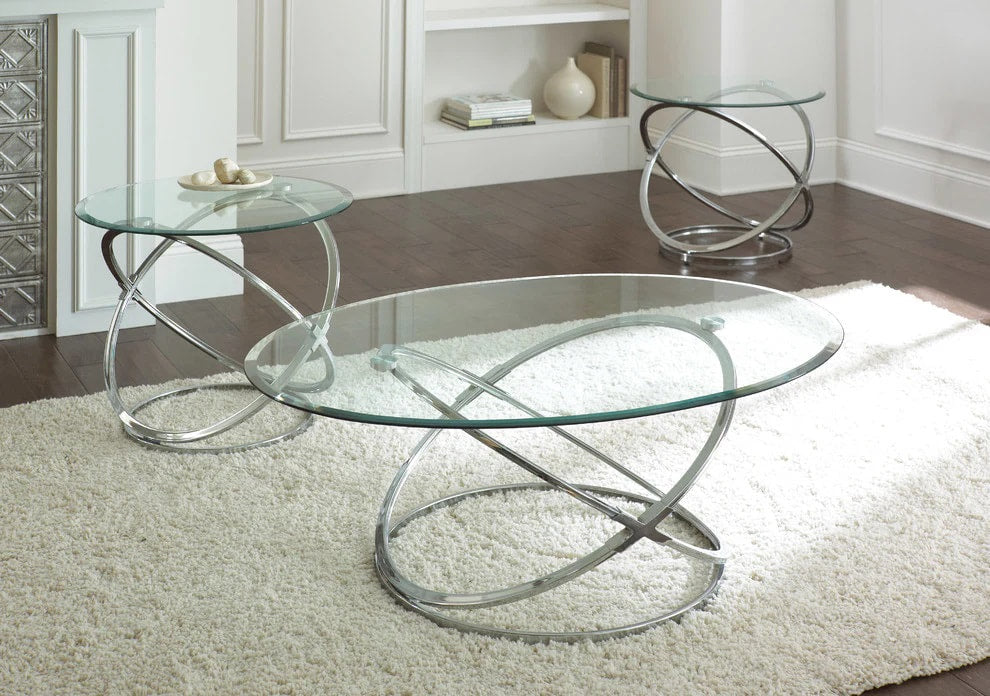 Aria Chrome Glass Table Collection (3-Piece Set)