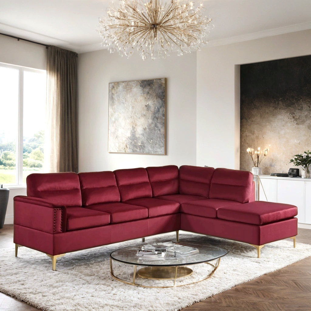 Vogue 73997 Stationary Sectional Sofa Red