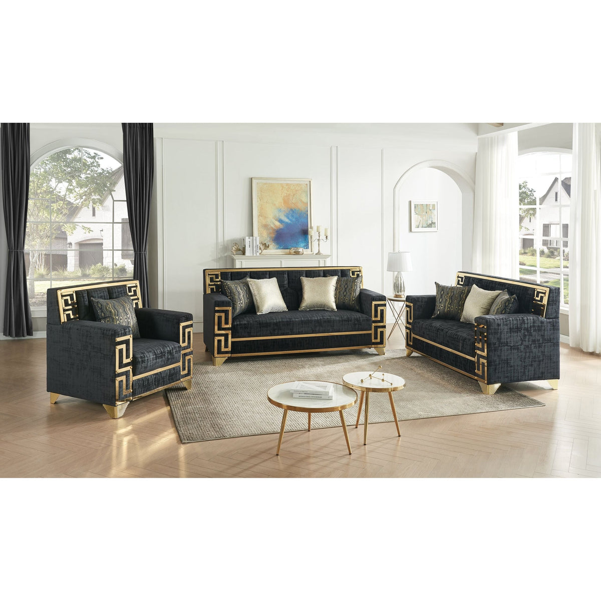 S3700 Hira Living Room Set Black